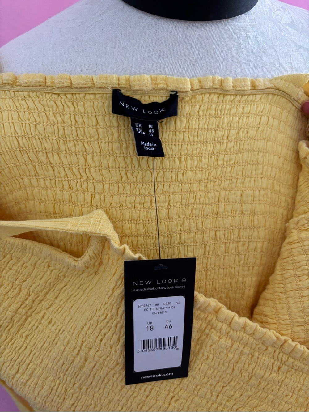 NWT Butter Yellow Midi Smock Dress - Picture 2 of 2